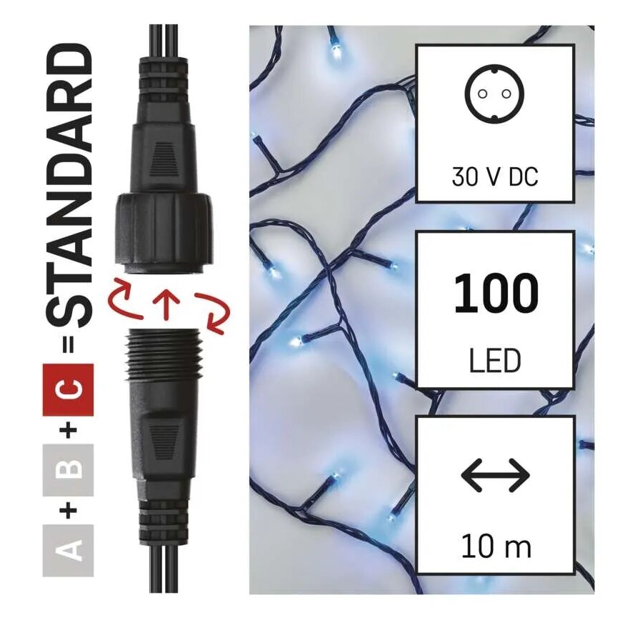 Corrente exterior de Natal LED 100xLED/10m IP44 azul