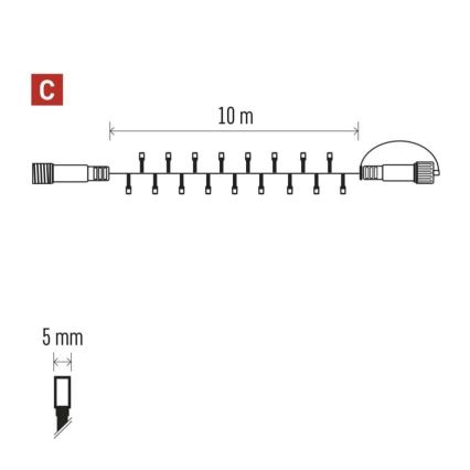 Corrente exterior de Natal LED 100xLED/10m IP44 branco quente