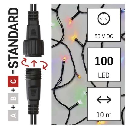 Corrente exterior de Natal LED 100xLED/10m IP44 multicolor