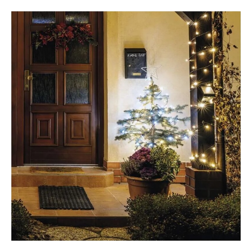 Corrente exterior de Natal LED 100xLED/10m IP44 quente/branco frio
