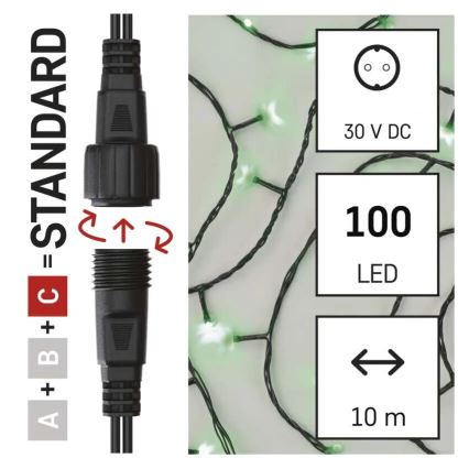 Corrente exterior de Natal LED 100xLED/10m IP44 verde