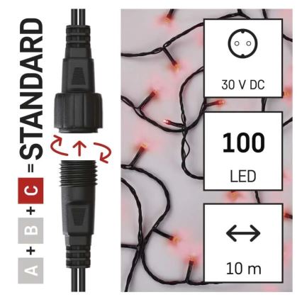 Corrente exterior de Natal LED 100xLED/10m IP44 vermelho