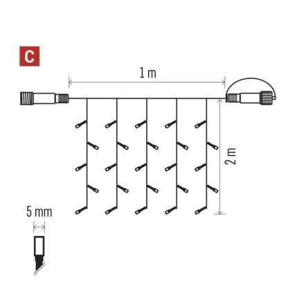 Corrente exterior de Natal LED 100xLED/1x2m IP44 branco frio
