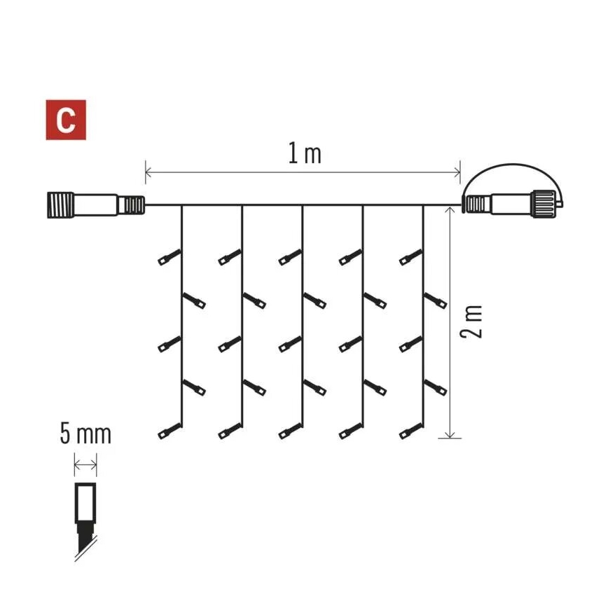 Corrente exterior de Natal LED 100xLED/1x2m IP44 branco frio