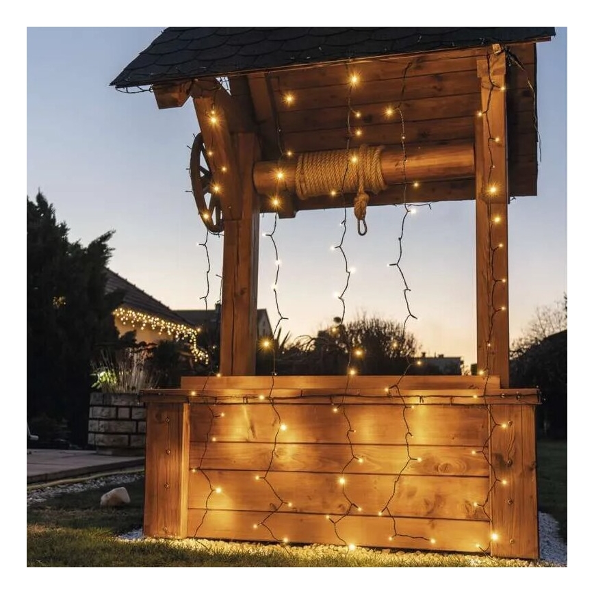 Corrente exterior de Natal LED 100xLED/1x2m IP44 branco quente