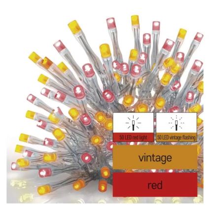 Corrente exterior de Natal LED 100xLED/2,5x0,9m IP44 vermelho/vintage