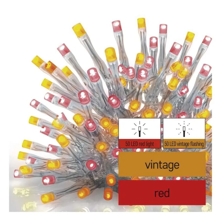 Corrente exterior de Natal LED 100xLED/2,5x0,9m IP44 vermelho/vintage