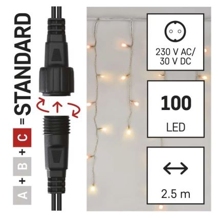 Corrente exterior de Natal LED 100xLED/2,5x0,9m IP44 vermelho/vintage