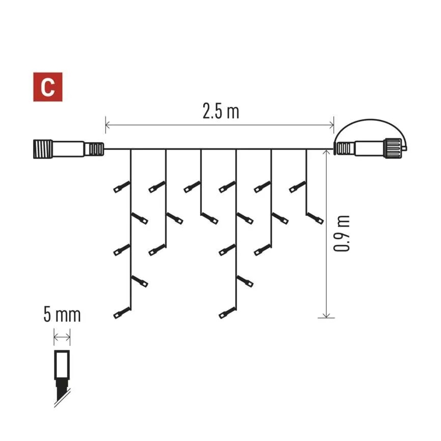 Corrente exterior de Natal LED 100xLED/2,5x0,9m IP44 vermelho/vintage
