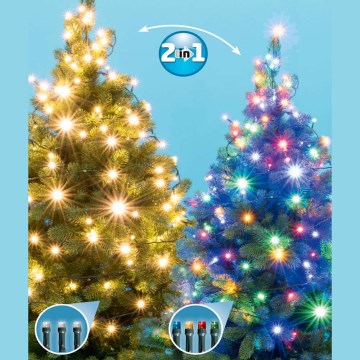 Corrente exterior de Natal LED 100xLED/5 funções 10m IP44 branco quente/multicolor