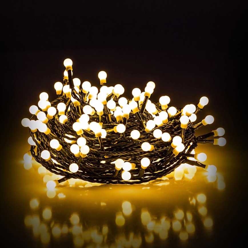 Corrente exterior de Natal LED 100xLED/8 funções 15m IP44 branco quente