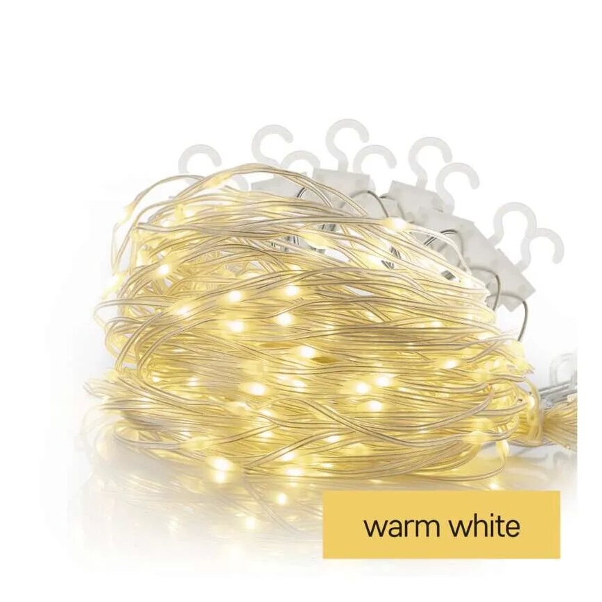 Corrente exterior de Natal LED 100xLED/8 funções 7,9x0,7m IP44 branco quente