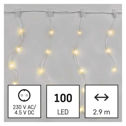 Corrente exterior de Natal LED 100xLED/8 funções 7,9x0,7m IP44 branco quente