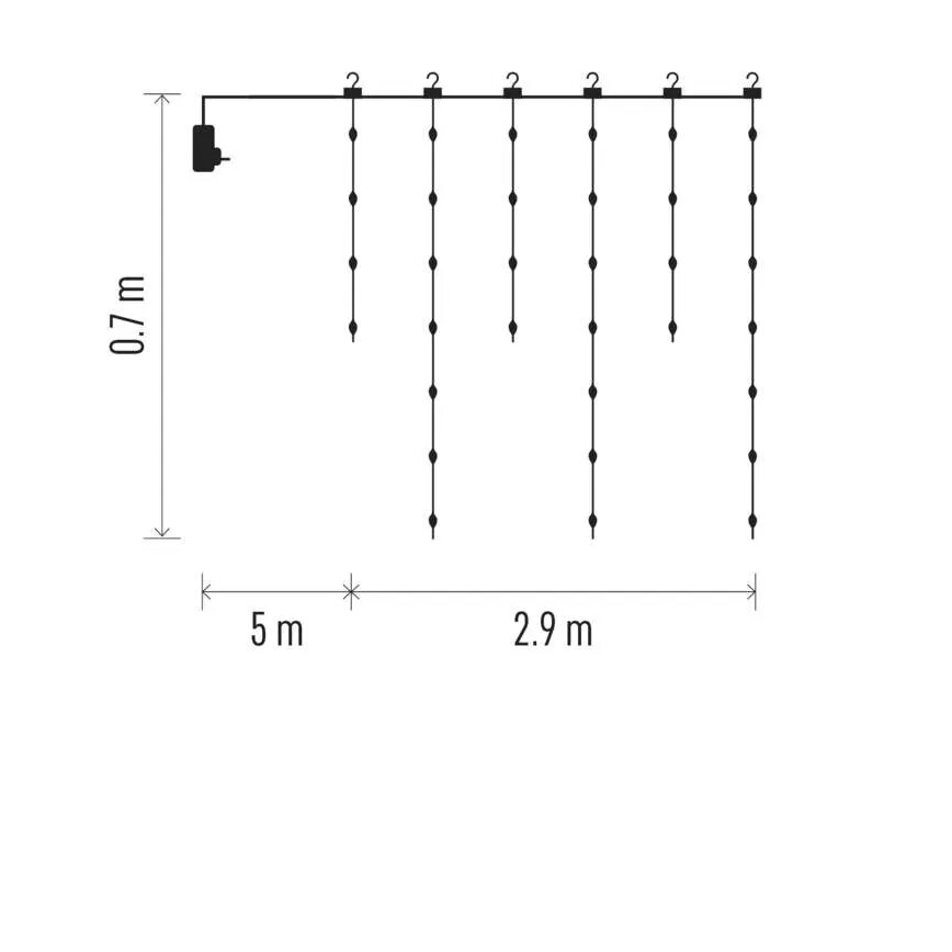 Corrente exterior de Natal LED 100xLED/8 funções 7,9x0,7m IP44 branco quente