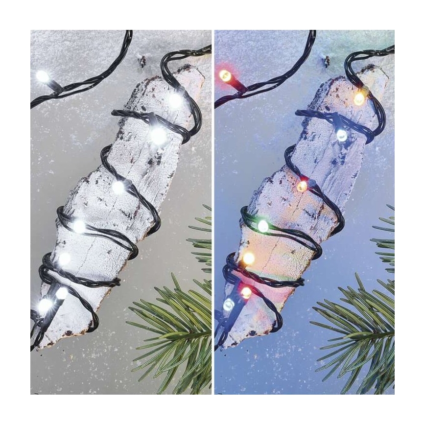 Corrente exterior de Natal LED 100xLED/8 modos 15m IP44 branco frio/multicolor