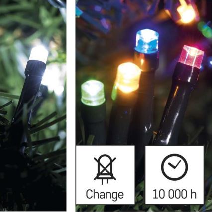 Corrente exterior de Natal LED 100xLED/8 modos 15m IP44 branco frio/multicolor