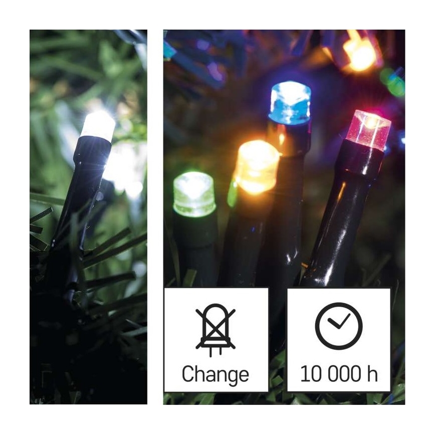 Corrente exterior de Natal LED 100xLED/8 modos 15m IP44 branco frio/multicolor