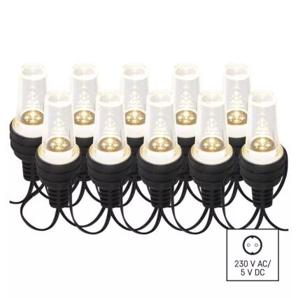 Corrente exterior de Natal LED 10xLED/9,5 m IP44 branco frio