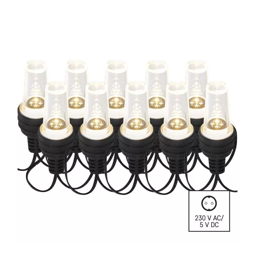 Corrente exterior de Natal LED 10xLED/9,5 m IP44 branco frio