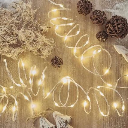 Corrente exterior de Natal LED 120xLED/17m IP44 branco quente