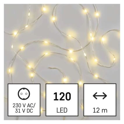 Corrente exterior de Natal LED 120xLED/17m IP44 branco quente