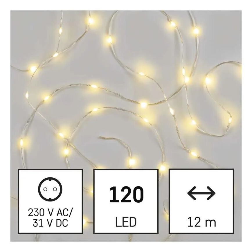 Corrente exterior de Natal LED 120xLED/17m IP44 branco quente