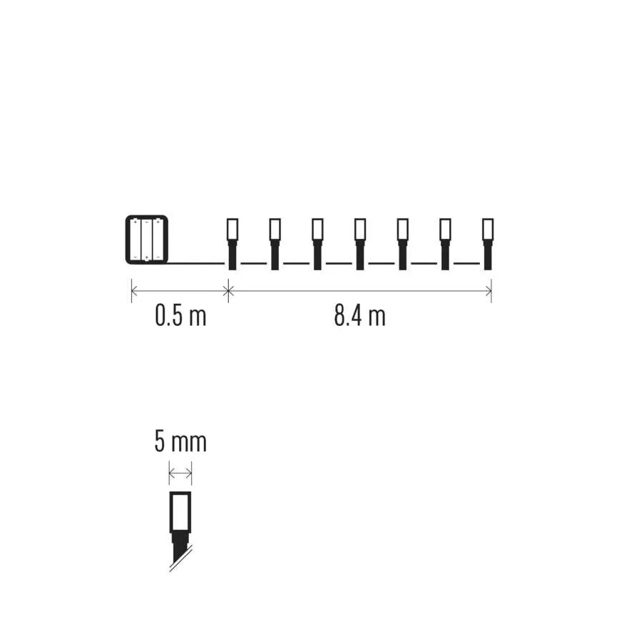 Corrente exterior de Natal LED 120xLED/3xAA 8,9m IP44 branco frio