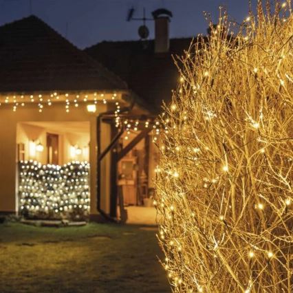 Corrente exterior de Natal LED 160xLED/2x1,5m IP44 branco quente