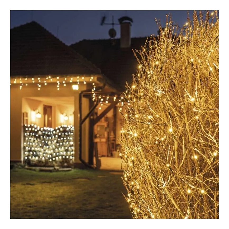 Corrente exterior de Natal LED 160xLED/2x1,5m IP44 branco quente