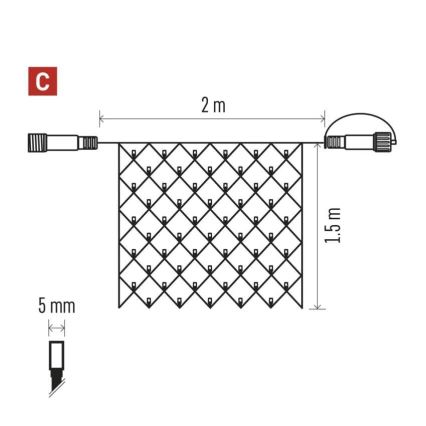 Corrente exterior de Natal LED 160xLED/2x1,5m IP44 branco quente