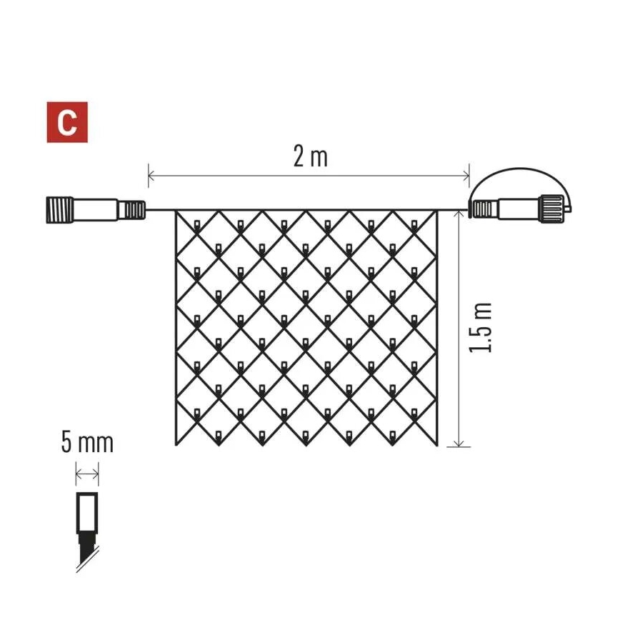 Corrente exterior de Natal LED 160xLED/2x1,5m IP44 branco quente