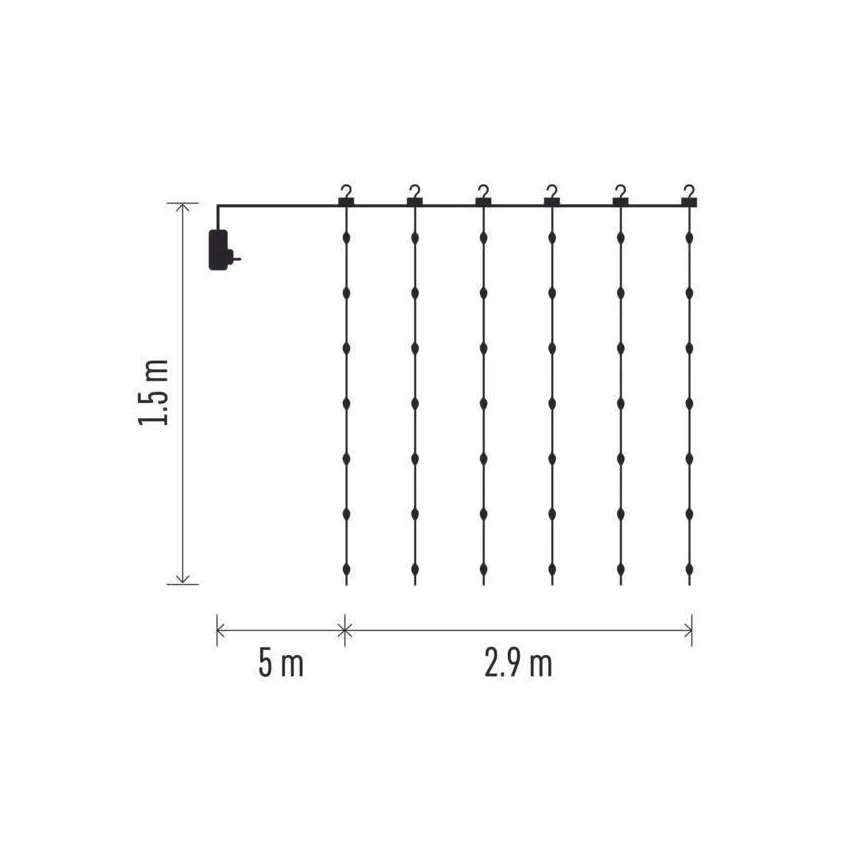 Corrente exterior de Natal LED 300xLED/8 funções 7,9 m IP44 branco quente