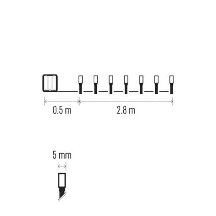 Corrente exterior de Natal LED 40xLED/3xAA 3,3m IP44 branco frio