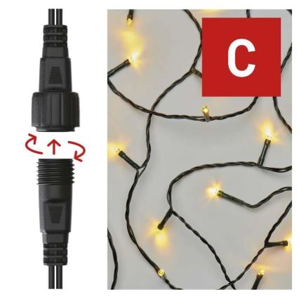 Corrente exterior de Natal LED 50xLED/5m IP44 branco quente
