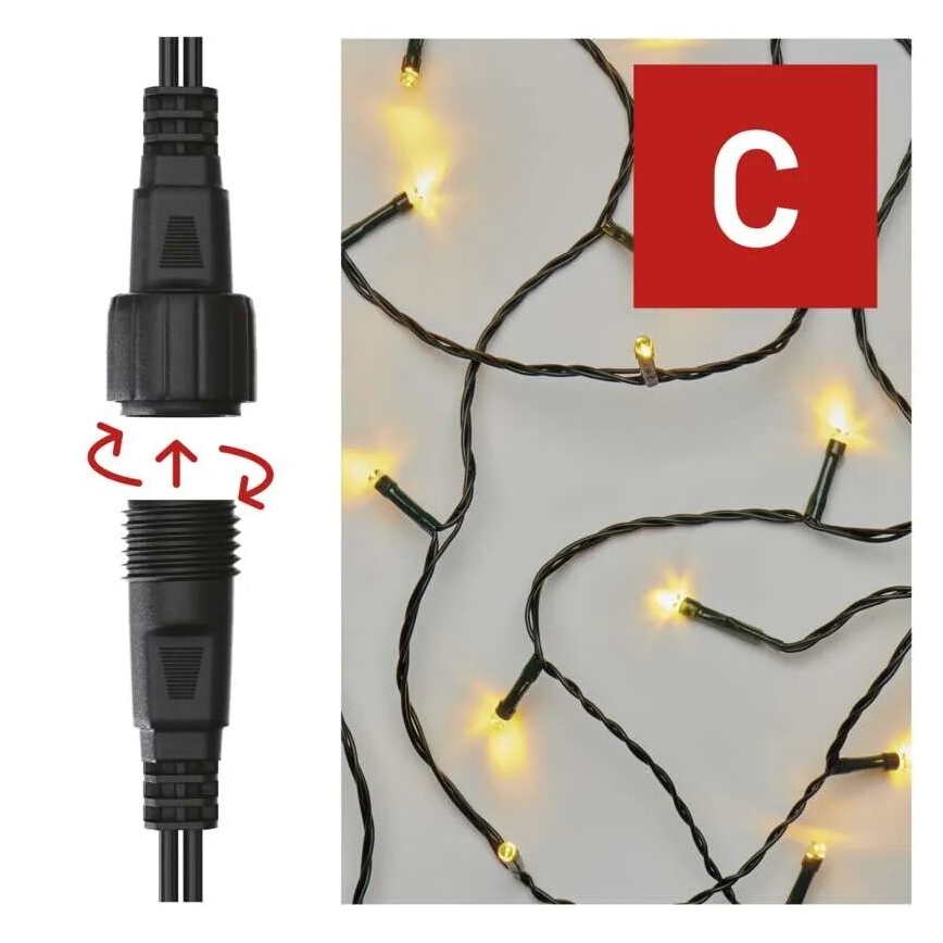Corrente exterior de Natal LED 50xLED/5m IP44 branco quente