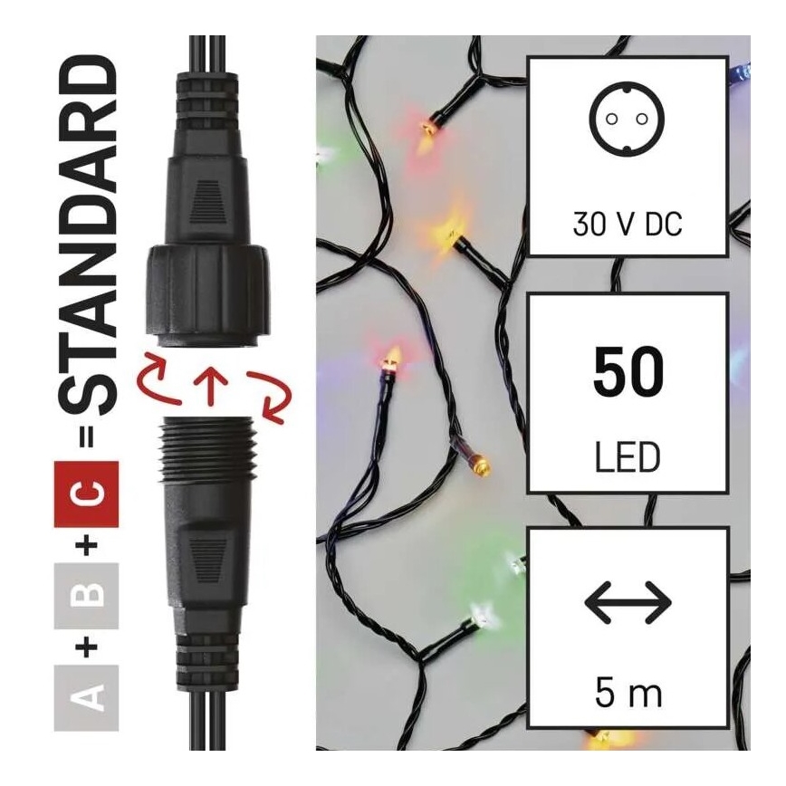 Corrente exterior de Natal LED 50xLED/5m IP44 multicolor