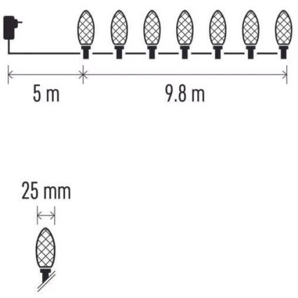Corrente exterior de Natal LED 50xLED/8 funções 14,8 m IP44 branco frio