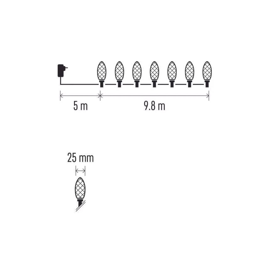Corrente exterior de Natal LED 50xLED/8 funções 14,8 m IP44 branco frio