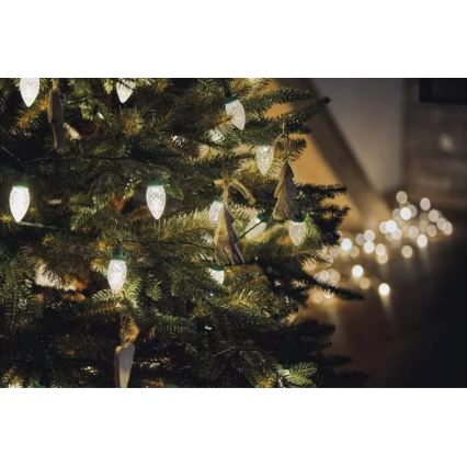 Corrente exterior de Natal LED 50xLED/8 funções 14,8 m IP44 branco quente