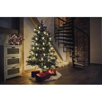 Corrente exterior de Natal LED 50xLED/8 funções 14,8 m IP44 branco quente