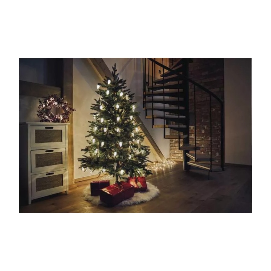 Corrente exterior de Natal LED 50xLED/8 funções 14,8 m IP44 branco quente