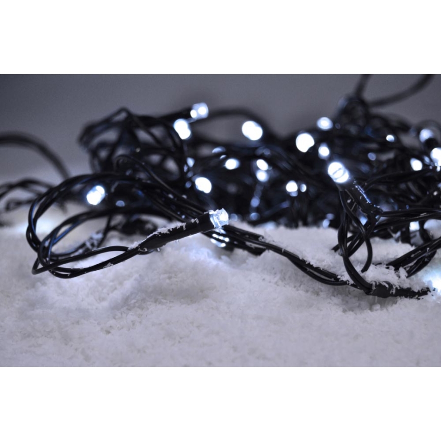 Corrente exterior de Natal LED 50xLED/8 funções/3xAA 8m IP44 branco frio