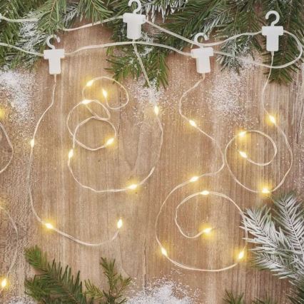 Corrente exterior de Natal LED 54xLED/8 funções 6,7x0,7m IP44 branco quente