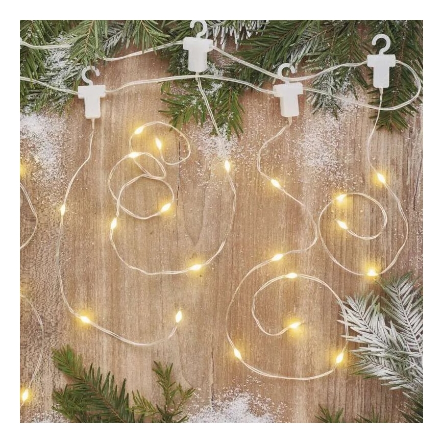 Corrente exterior de Natal LED 54xLED/8 funções 6,7x0,7m IP44 branco quente
