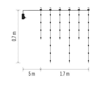 Corrente exterior de Natal LED 54xLED/8 funções 6,7x0,7m IP44 branco quente