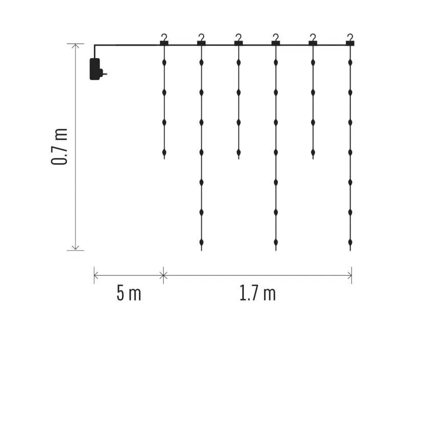 Corrente exterior de Natal LED 54xLED/8 funções 6,7x0,7m IP44 branco quente