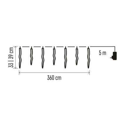 Corrente exterior de Natal LED 60xLED/8,6m IP44