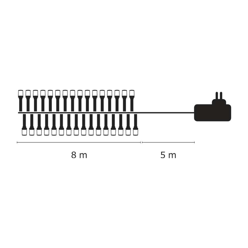 Corrente exterior de Natal LED 80xLED/13m IP44 branco quente
