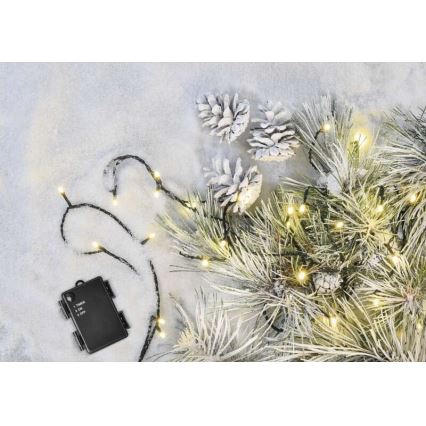 Corrente exterior de Natal LED 80xLED/3xAA 6,1m IP44 branco quente