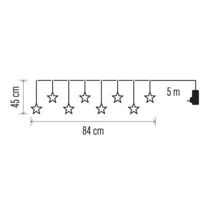 Corrente exterior de Natal LED 8xLED/5,84m IP44 estrelas